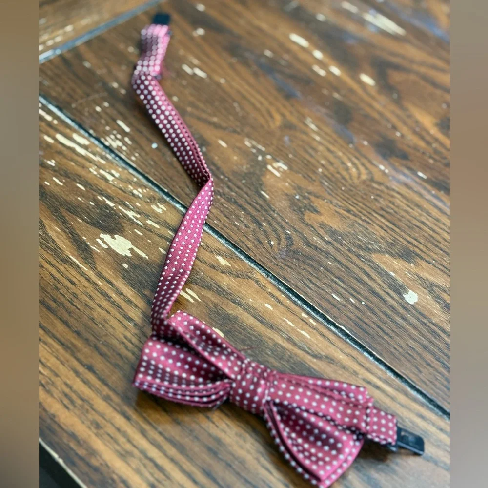 Kids Burgundy Polka Dot Bow Tie